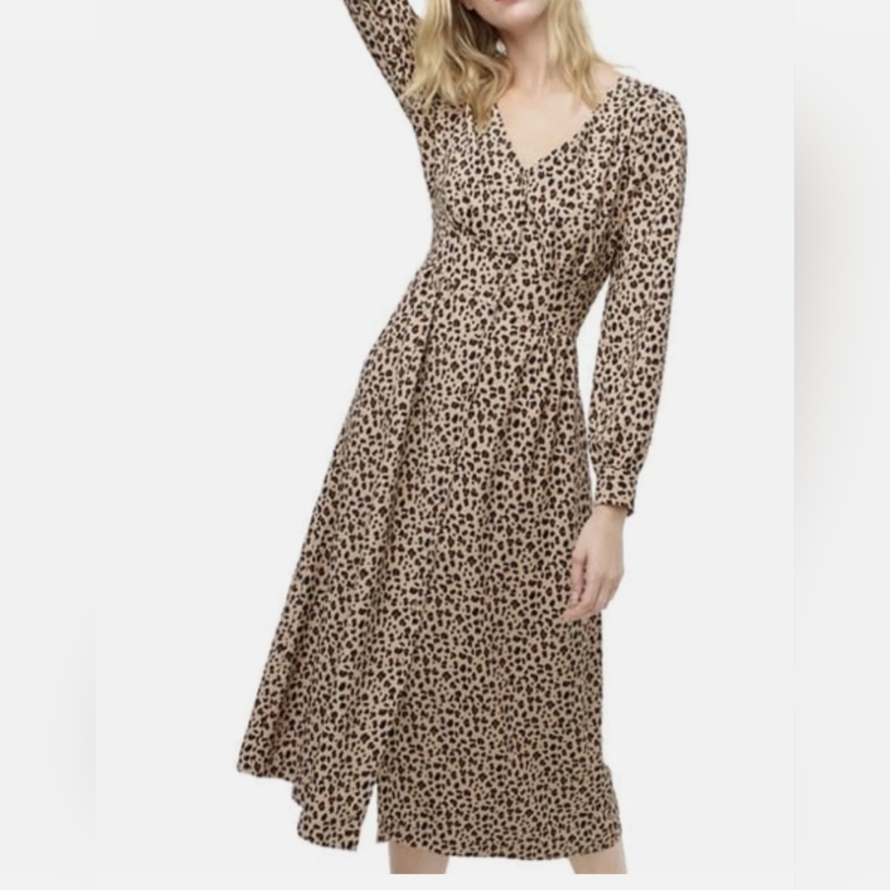 J. Crew Long Sleeve Animal Print Dress